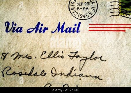 Krieg-Brief von Rosedale, Indiana, einen Sohn in der US Navy, 1945 Stockfoto