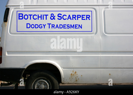 Botchit und Scarper zwielichtigen Händler unterschreiben auf Seite des Arbeiters van Stockfoto