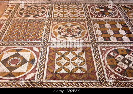 Antiken Mosaiken, römische Villa Silini, Villa Sileen, Leptis Magna Libyen Stockfoto