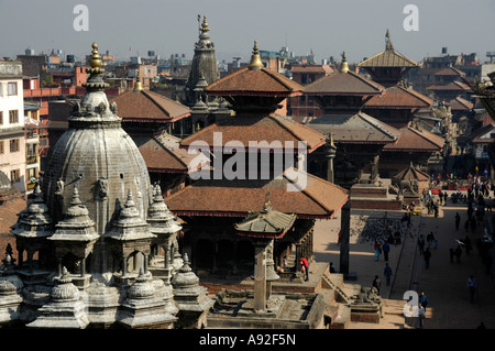 Blick über die Dächer der Tempel Patan Kathmandu-Nepal Stockfoto