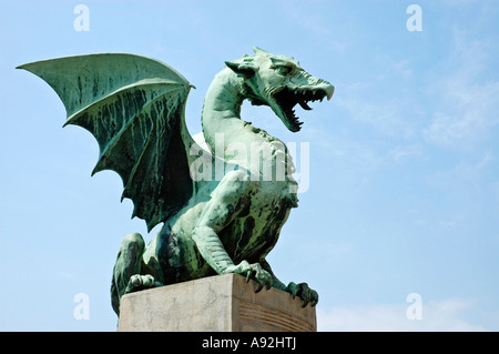 Detail der Drachenbrücke, Ljubljana, Slowenien Stockfoto