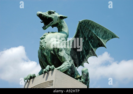 Detail der Drachenbrücke, Ljubljana, Slowenien Stockfoto