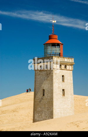 Leuchtturm begraben durch eine Verschiebung Sanddüne bei Rubjerg nahe Loekken, Jütland, Dänemark Stockfoto