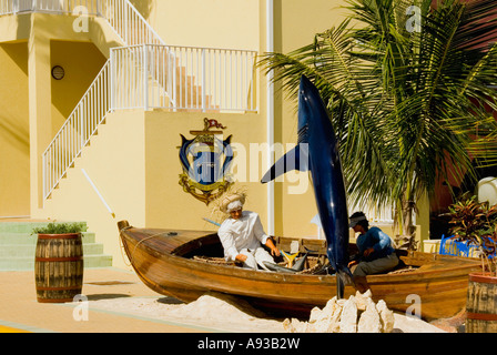 George Town, Grand Cayman Hai angeln Boot humor Stockfoto