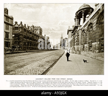 High Street, Oxford, 1900 Foto von University College, Queens College und Allerseelen auf der High Street Stockfoto