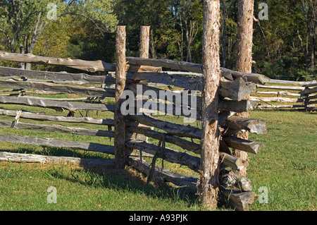 Holzzäune bei Pea Ridge National Military Park AR Stockfoto