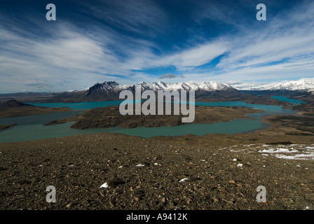 Belgrano See-Blick vom Cerro Leon (1434m), Nationalpark Perito Moreno, südlichen Anden Patagoniens, Santa Cruz, Argentinien Stockfoto