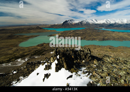 Belgrano See-Blick vom Cerro Leon (1434m), Nationalpark Perito Moreno, südlichen Anden Patagoniens, Santa Cruz, Argentinien Stockfoto