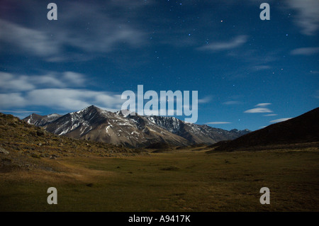 El Rincon Stars und Mondschein Berglandschaft, Nationalpark Perito Moreno, südlichen Anden Patagoniens, Santa Cruz, Argentinien Stockfoto