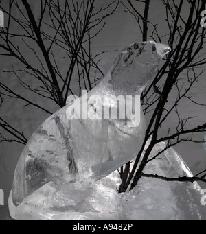 Vogel-Eis-Statue im Hotel und Iglu-Dorf, Kakslauttanen, befindet sich in der Saariselk fiel Gebiet von Lappland, Finnland Stockfoto