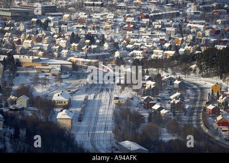 Häuser, Züge, Winter, Narvik, Lappland, Norwegen Stockfoto