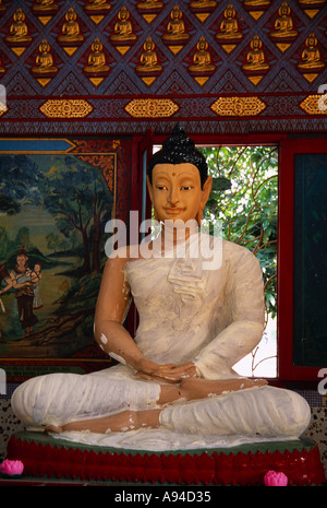 MALAYSIA Penang Georgetown Wat Buppharam schlafen Buddha Tempel Buddha meditieren im Lotussitz auf gewickelten naga Stockfoto