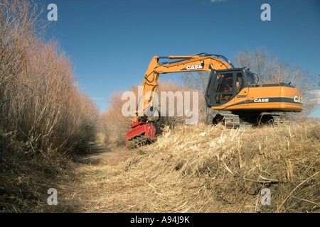 Bagger-Rotary-CX160 Fall mit Motorsense Reinigung landwirtschaftliche Bewässerung-Kanal. Stockfoto