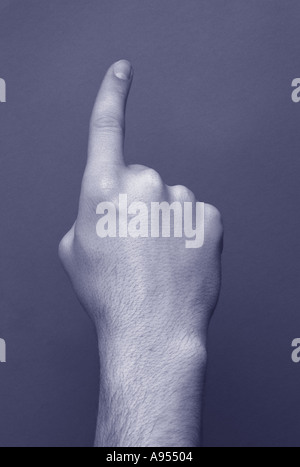 Hand mit Schuldzuweisungen Stockfoto