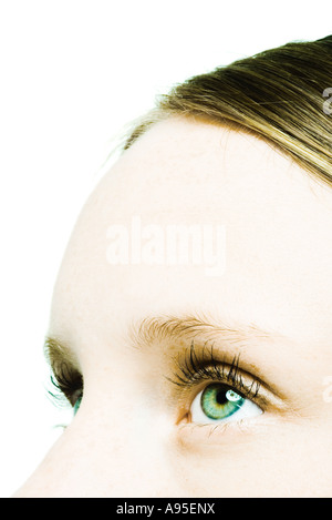 Teenager-Mädchen, close-up der Augen und Stirn Stockfoto