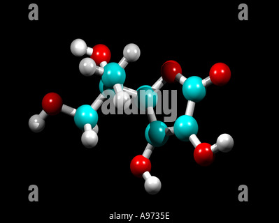 Eine computergenerierte Modell des Vitamin-C-Moleküls Stockfoto