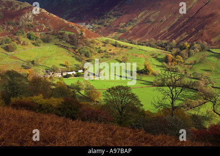 Beatrix Potter Troutbeck Park Farm am Fuße des The Tongue, Troutbeck Vale, Lake District, Cumbria, England, UK Stockfoto