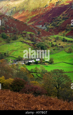 Beatrix Potter Troutbeck Park Farm am Fuße des The Tongue, Troutbeck Vale, Lake District, Cumbria, England, UK Stockfoto