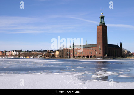 Das Rathaus in Stockholm, Schweden, Winter Stockfoto