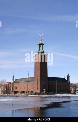 Das Rathaus in Stockholm, Schweden, Winter Stockfoto