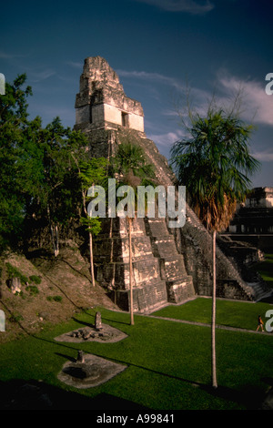 Der Tempel des Jaguars in den Maya-Ruinen in Tikal befindet sich im Dschungel des Fachbereichs Petén im nördlichen Guatemala Stockfoto