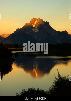 Sonnenaufgang über den Grand Teton in Wyoming Stockfoto