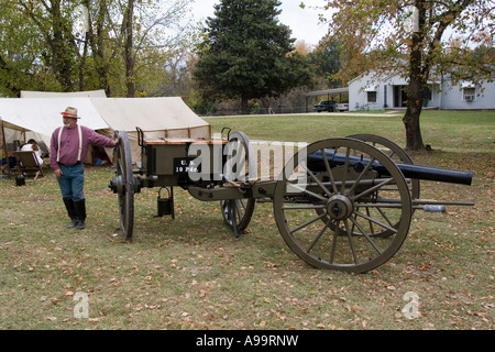 Arkansas AR USA alte Washington State Park Civil War Weekend A Konföderierten Artillerie Camp 10 Pfünder Stockfoto