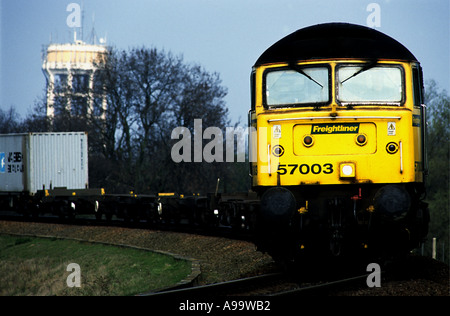 Ankunft im Hafen von Felixstowe, Suffolk, UK Güterzug. Stockfoto