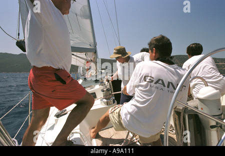 Bodrum, Türkei--Yachtrennen zwischen Bodrum, Türkei und Kos, Griechenland Stockfoto