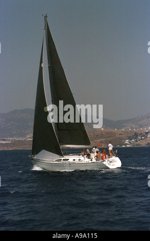 Bodrum, Türkei--Yachtrennen zwischen Bodrum, Türkei und Kos, Griechenland Stockfoto