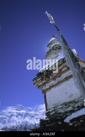 Erhöhte Ansicht zur buddhistischen Stupa in Nepal Annapurna Conservation Area Stockfoto