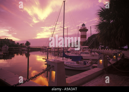 LEUCHTTURM-HAFENSTADT HILTON HEAD ISLAND SOUTH CAROLINA USA Stockfoto