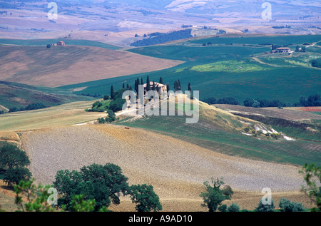 Toskanischen Aussicht südlich von Siena Italien Stockfoto