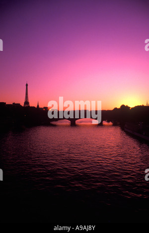 SKYLINE-FLUSS SEINE PARIS FRANKREICH Stockfoto