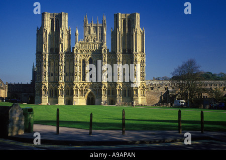 VORDERE KATHEDRALE GREEN WEST BRUNNEN KATHEDRALE SOMERSET ENGLAND UK Stockfoto