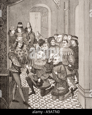 Stellvertreter für die Bürger von Gent betteln um Verzeihung von Louis II für ihre Revolte gegen ihn 1397 Stockfoto