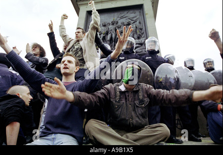 Mai Tag Unruhen, Tragfalgar Square, London 2003 Stockfoto