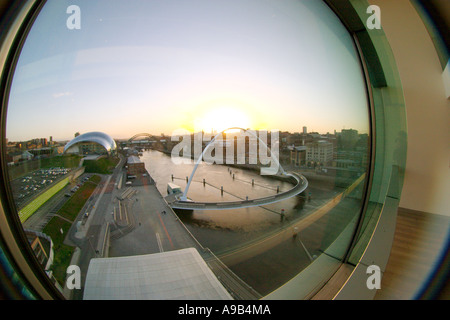 Fisheye Ansicht von Newcastle und Gateshead aus dem Baltikum, UK Stockfoto