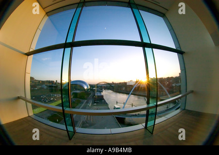 Fisheye Ansicht von Newcastle und Gateshead aus dem Baltikum, UK Stockfoto