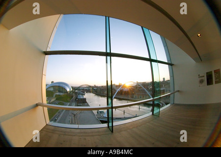 Fisheye Ansicht von Newcastle und Gateshead aus dem Baltikum, UK Stockfoto