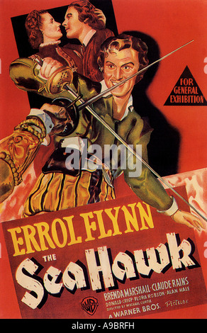 SEA HAWK - Plakat für 1940 Warner film mit Errol Flynn Stockfoto