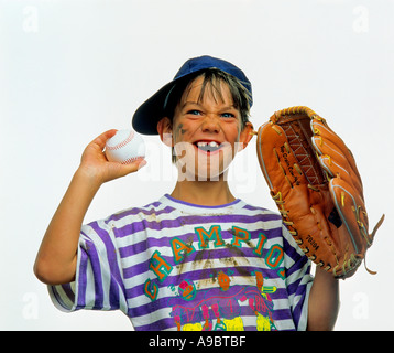 Porträt des kleinen Baseballspieler Stockfoto