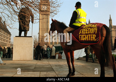 Lande pro Fuchs Jagd Lobby demonstrieren in Westminster Square außerhalb Houses of Parliament. Stockfoto