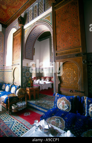 Innenausbau Restaurant Royal Palast Palais Jamai Luxus Hotel Fès Marokko Stockfoto