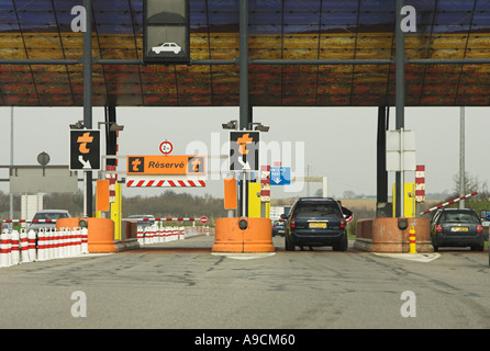 Automatische Mautstraße Stände Peage Autoroute France Europe Stockfoto