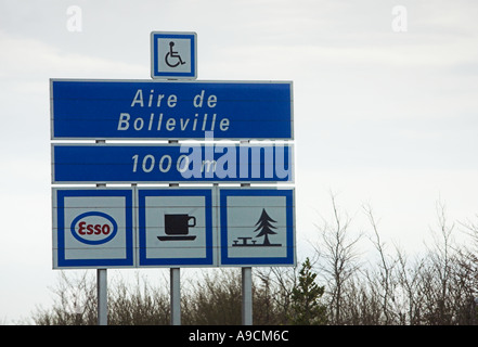 Französische Autobahnraststätten unterzeichnen Frankreich Europa Stockfoto