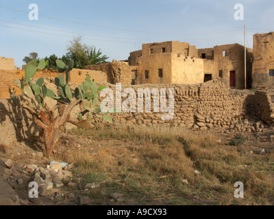 Alten Gebäude in El Bawiti weitgehend aus Lehmziegeln gebaut Stockfoto