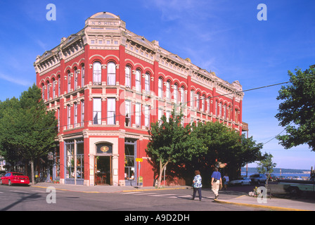 Port Townsend, Washington State, WA, USA - historische Gebäude, N.D. Hill Building Water Street, roten Backsteinbauten Stockfoto