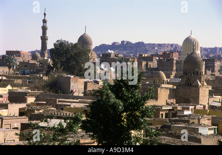 Panoramablick über die Stadt der Toten Qarafa Arafa Friedhof Kairo Arabische Republik Ägypten ägyptische Nord-Afrika, Naher Osten Stockfoto