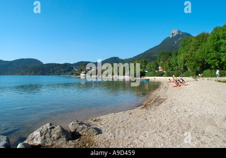 Hauptstrand in Fuschl am See, Fuschlsee, Österreich Stockfoto